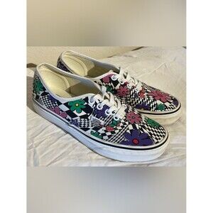 Vans Authentic Checkerboard Flower Floral Printed Marshmallow Sneakers Shoes